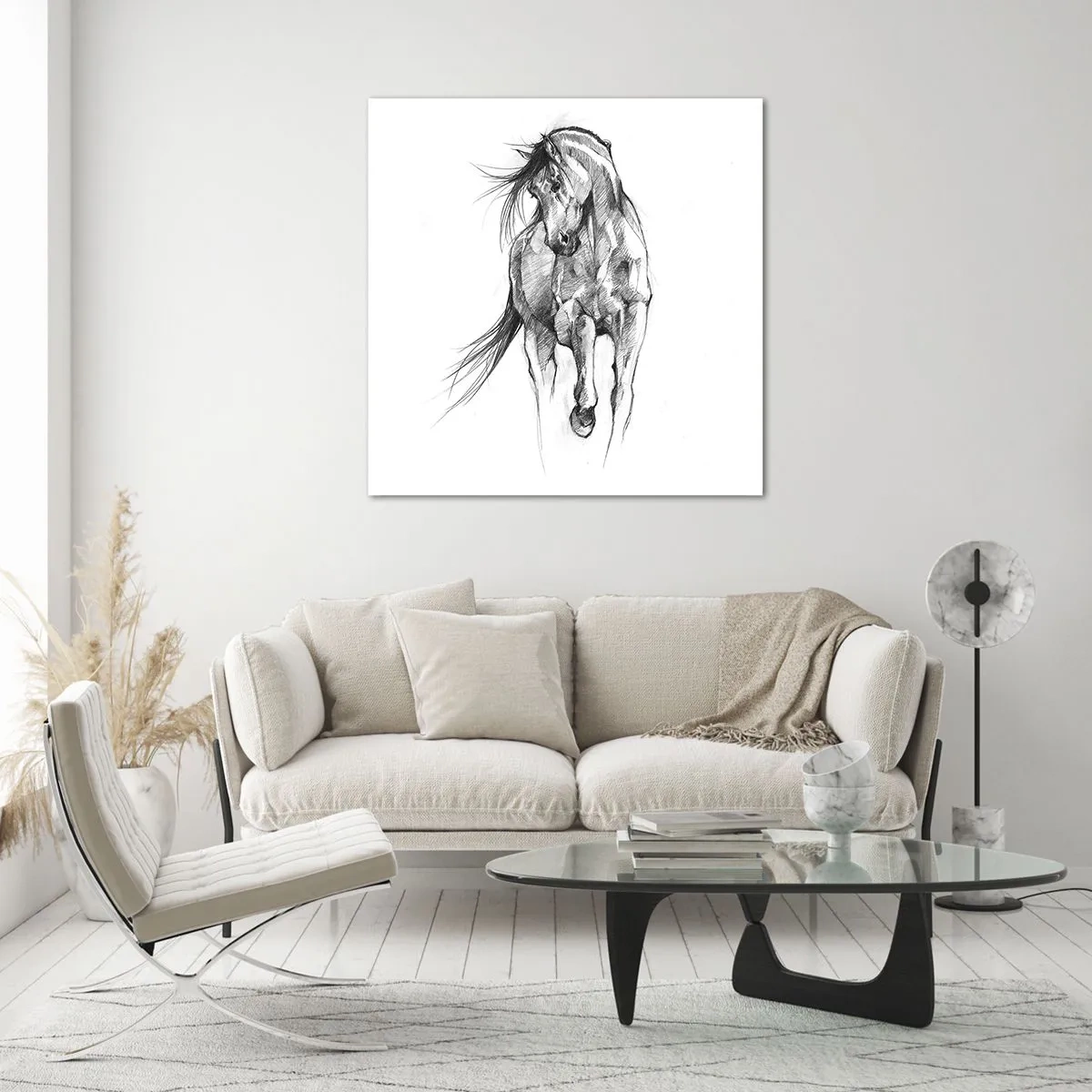 Quadro em vidro - Num trote gracioso - 60x60 cm