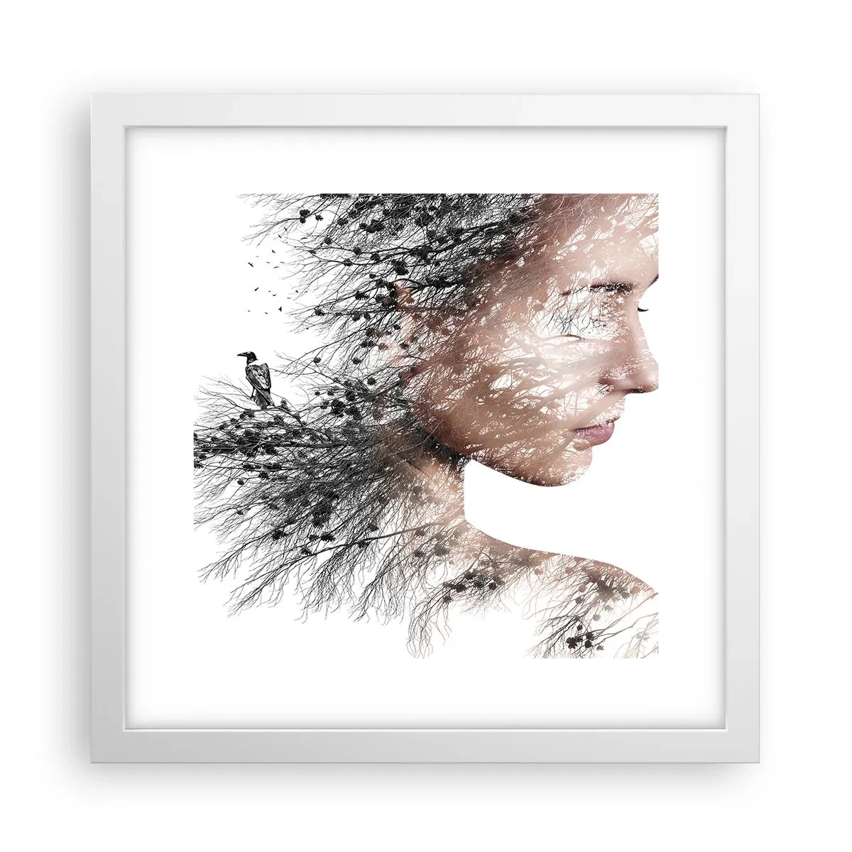 Pôster em moldura branca - Espírito da floresta - 30x30 cm