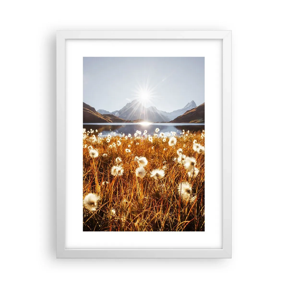 Pôster em moldura branca - Dureza da rocha, suavidade da relva - 30x40 cm