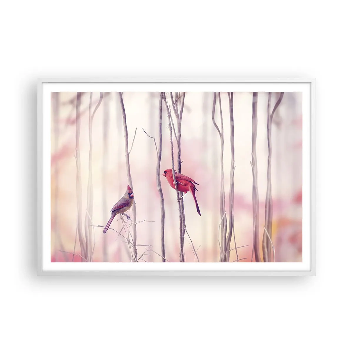 Pôster em moldura branca - O Conto da floresta rosa - 100x70 cm