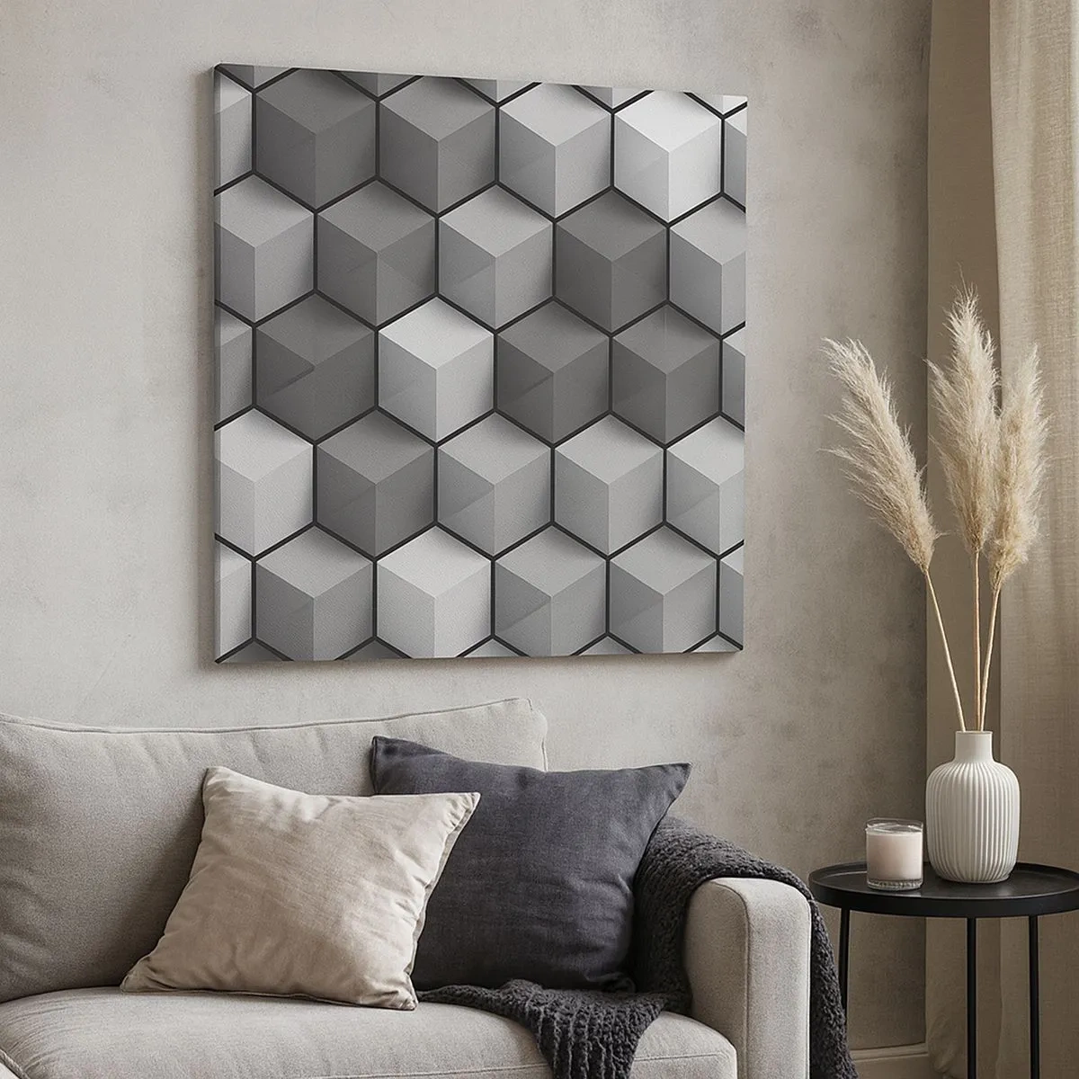 Quadro em tela - Quebra-cabeça cubista - 30x30 cm