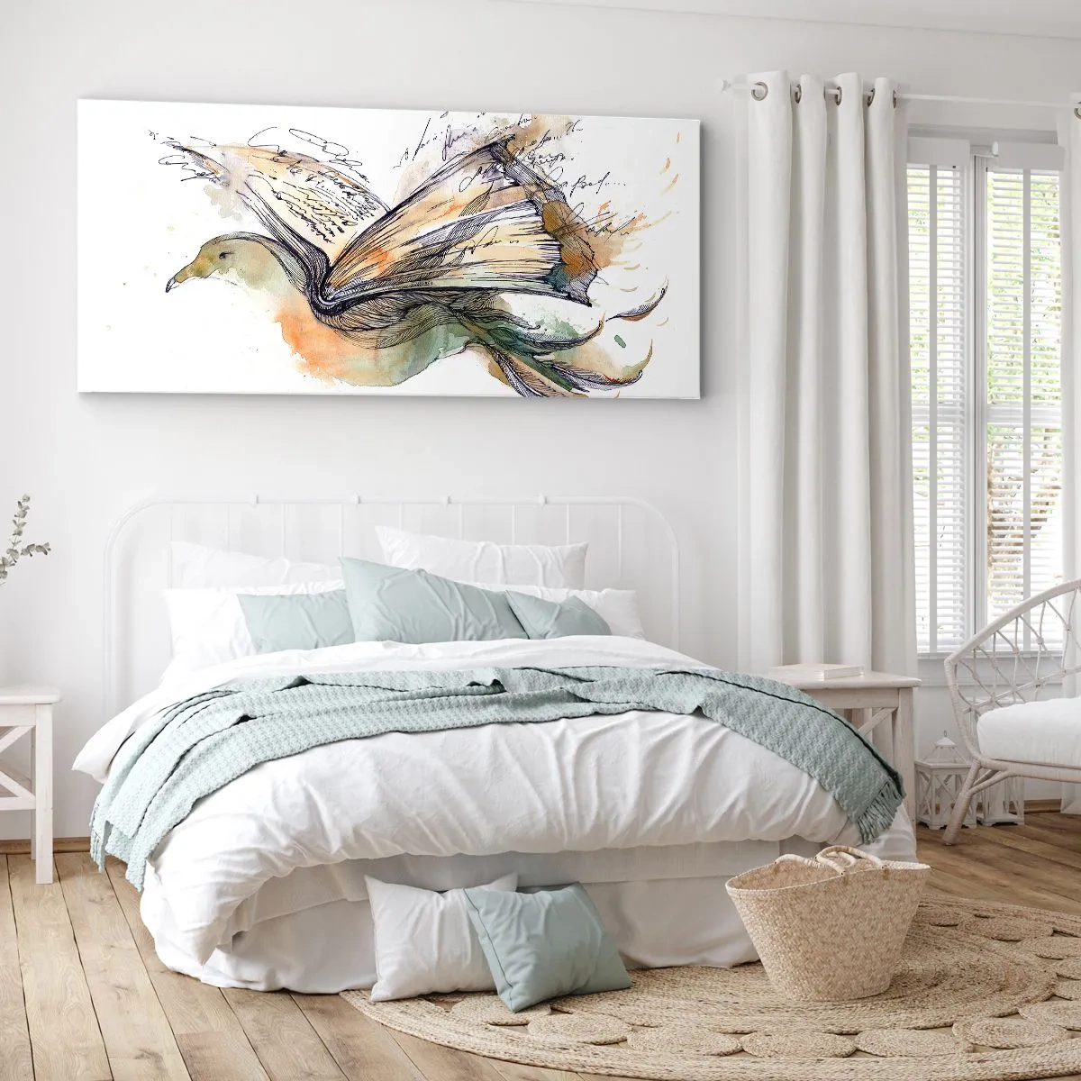 Quadro em tela - Nas asas da poesia - 100x40 cm
