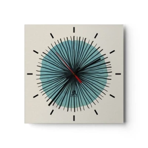 Relógio de parede - Relógio em vidro - Radiante sobre o azul - 30x30 cm