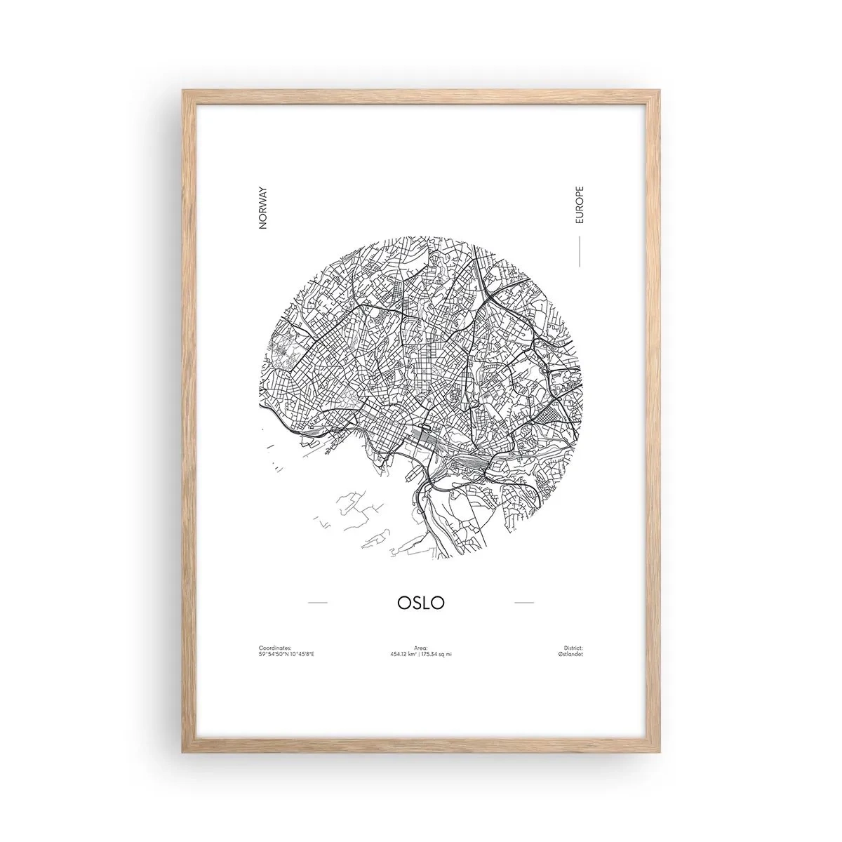 Pôster com moldura de carvalho claro - Anatomia de Oslo - 50x70 cm