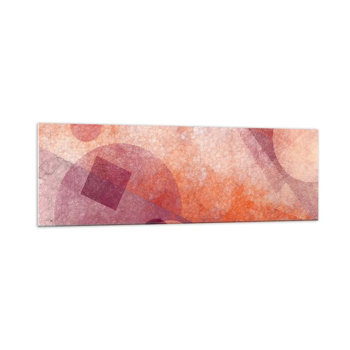 Quadro em vidro - Transformações geométricas em rosa - 160x50 cm