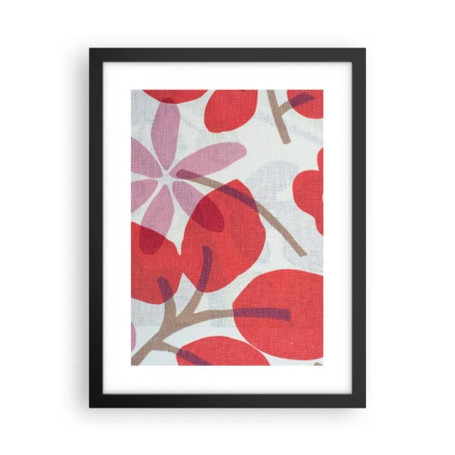 Pôster com moldura preta - Arranjo de flores em rosa - 30x40 cm