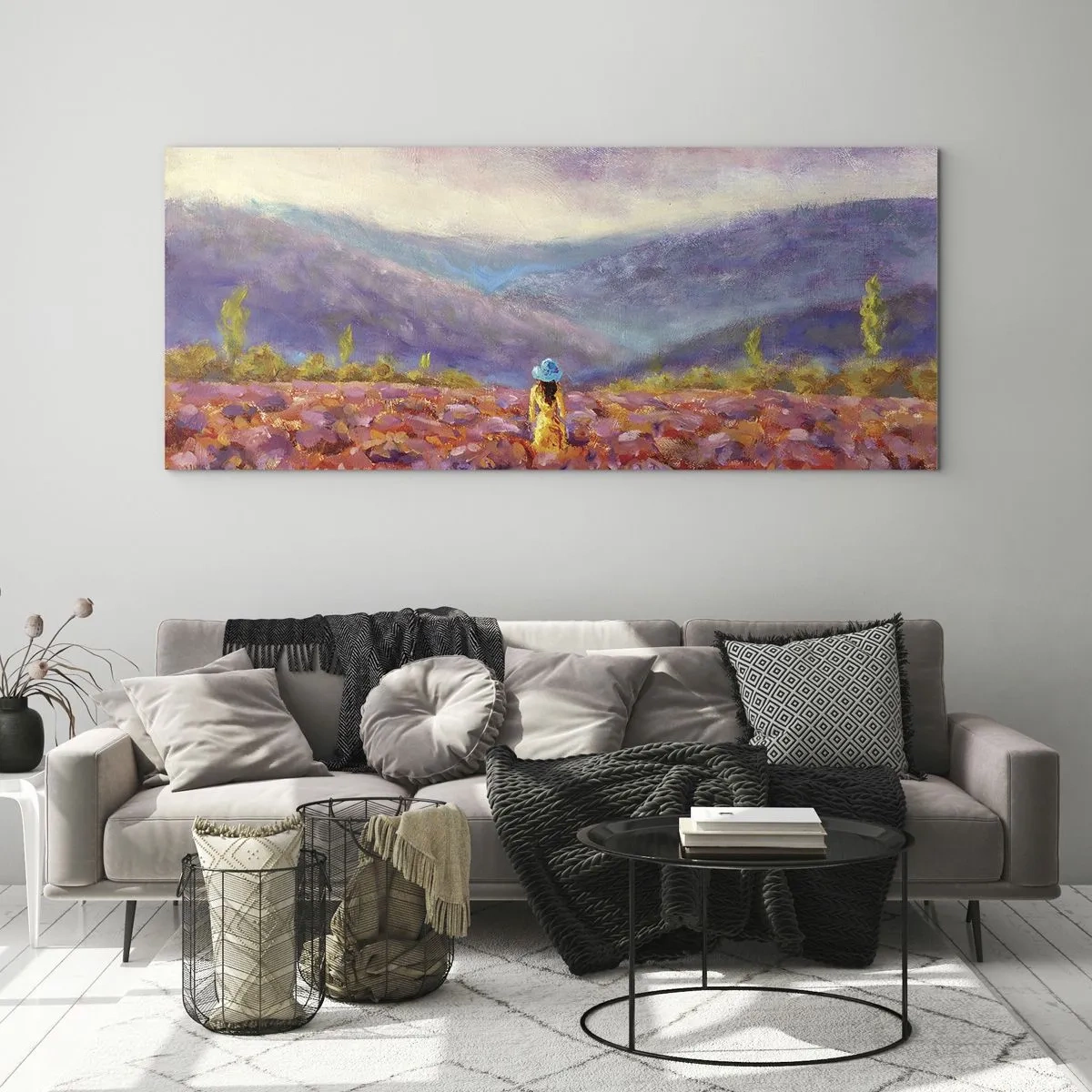 Quadro em vidro - No mundo da lavanda - 140x50 cm
