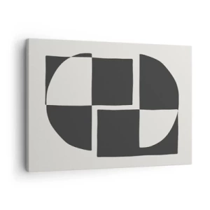 Quadro em tela - Formas geométricas abstratas em preto e branco - 70x50cm - Antítese – síntese - Decoração de parede moderna para a sala de estar e quarto ARTTOR