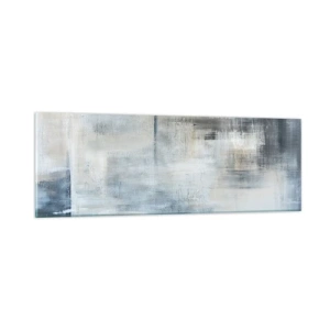 Quadro em vidro - Atrás da cortina azul - 90x30 cm