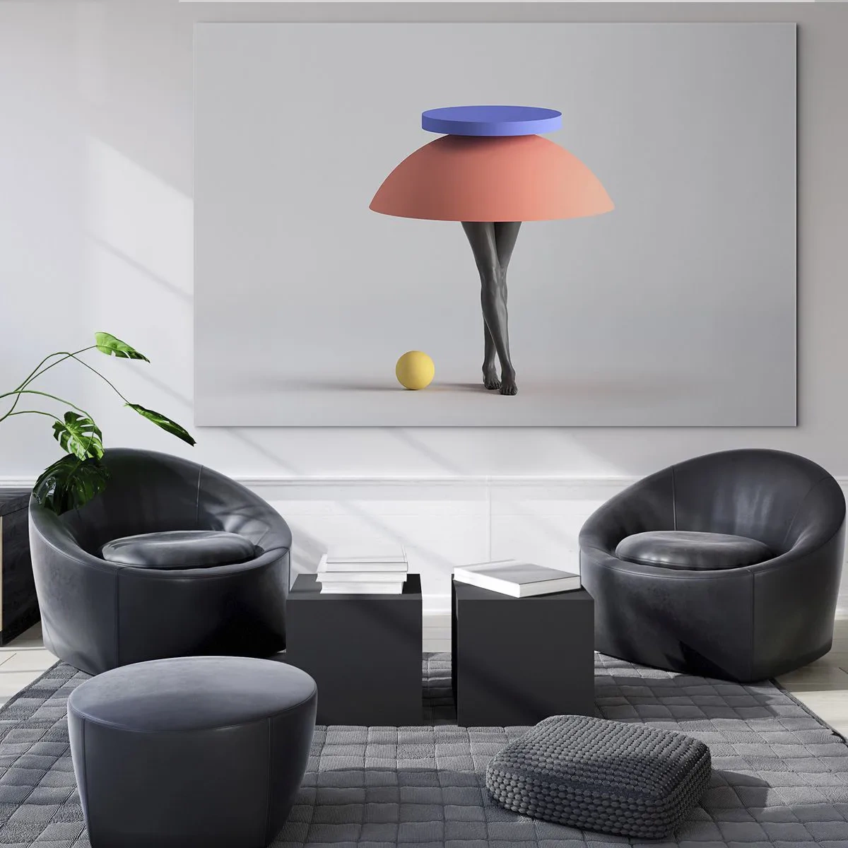 Quadro em vidro - Composição surrealista - 120x80 cm