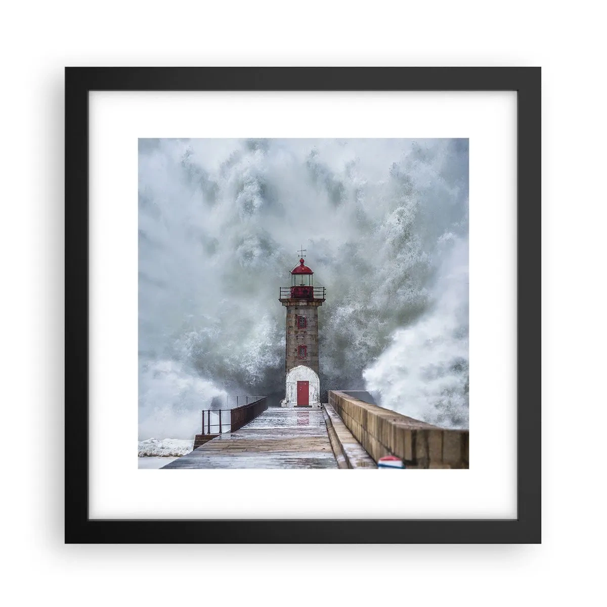 Pôster com moldura preta - O rugido das águas, o som do vento - 30x30 cm