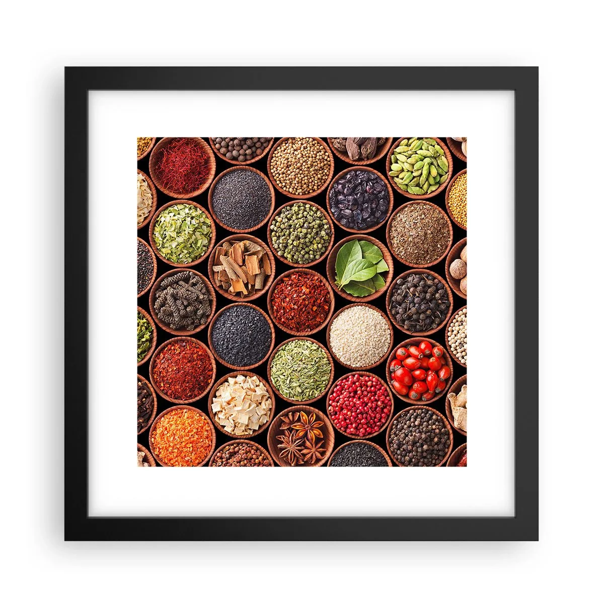 Pôster com moldura preta - Todos os sabores do mundo - 30x30 cm