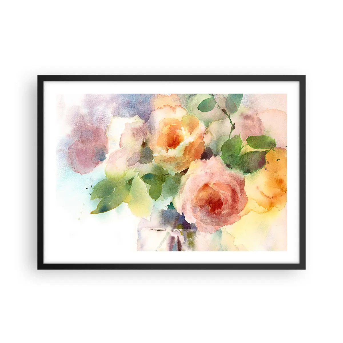 Pôster com moldura preta - Delicado como uma aquarela - 70x50 cm