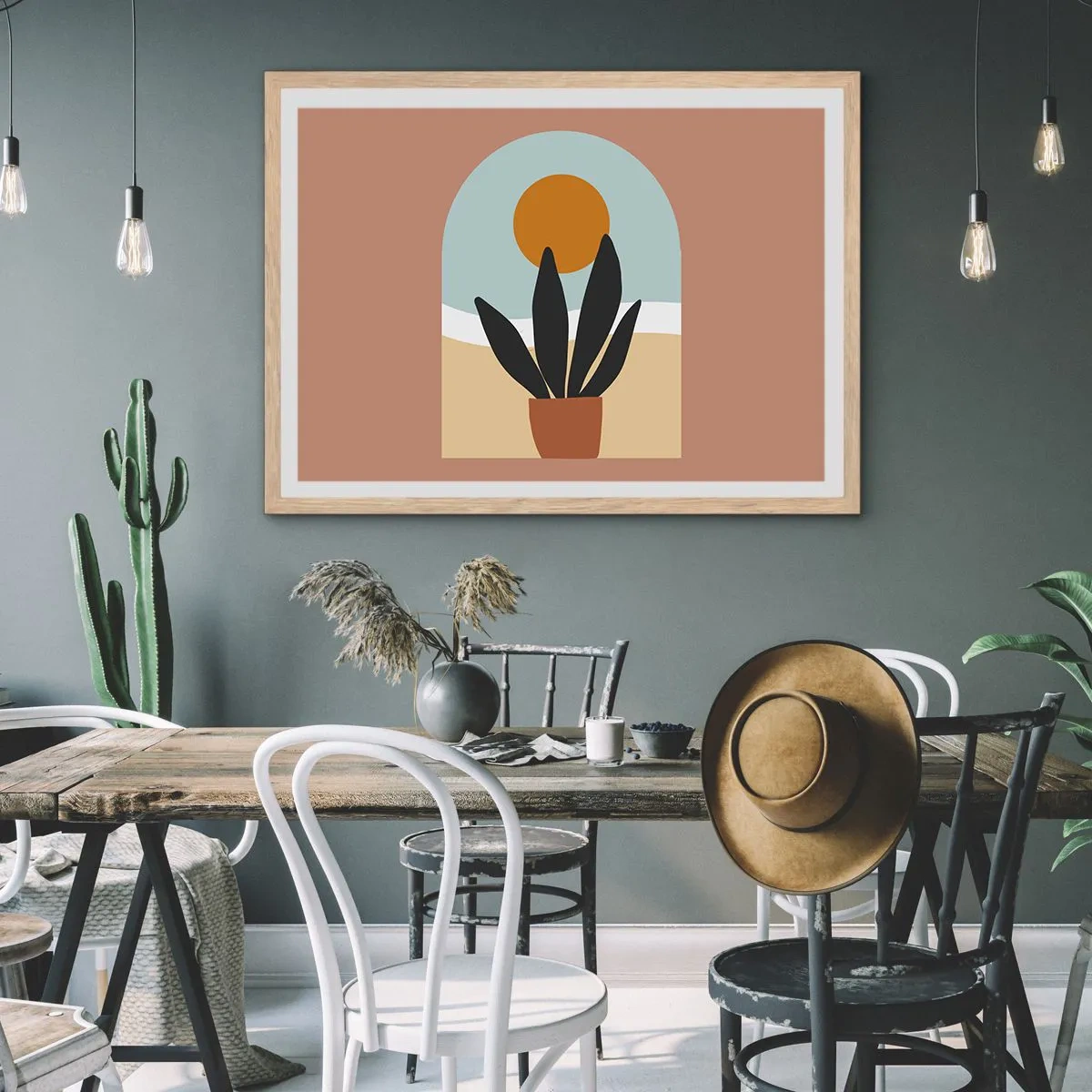 Pôster com moldura de carvalho claro - Pequenas alegrias - 100x70 cm