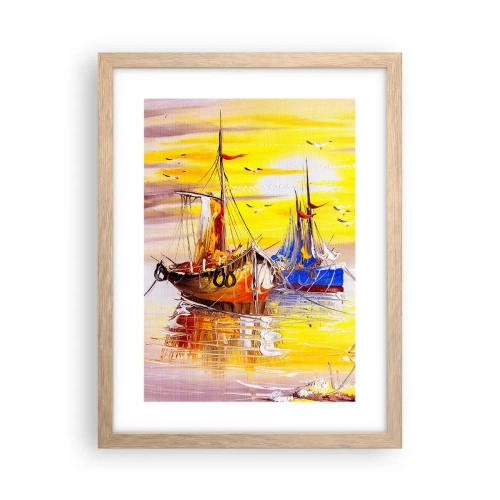 Pôster com moldura de carvalho claro - Um merecido descanso no porto - 30x40 cm