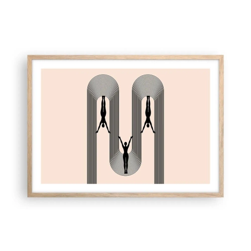 Pôster com moldura de carvalho claro - De cabeça para baixo - 70x50 cm