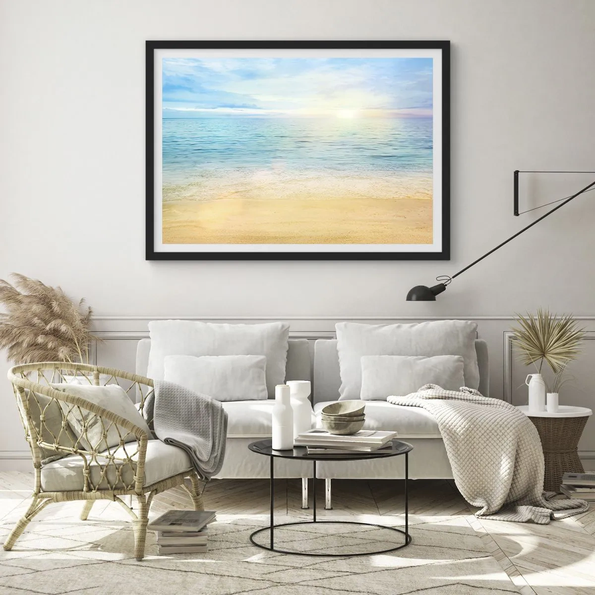 Pôster com moldura preta - Grande azul - 70x50 cm