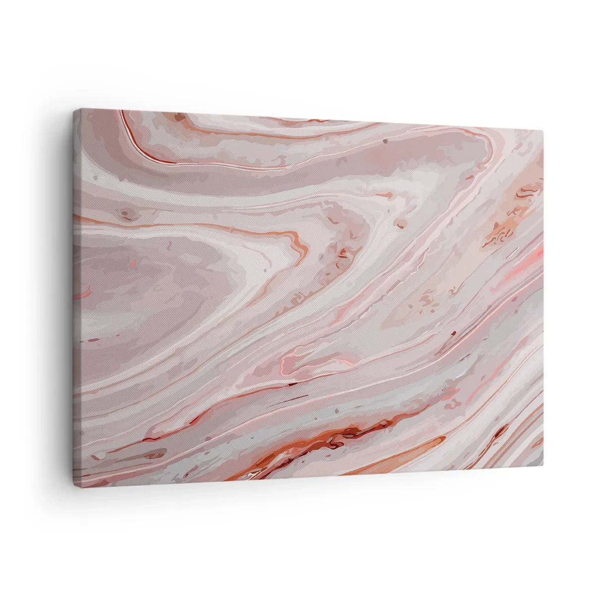 Quadro em tela - Ondas abstratas em delicados tons de rosa e bege - 70x50cm - Rosa líquido - Decoração de parede moderna para a sala de estar e quarto ARTTOR