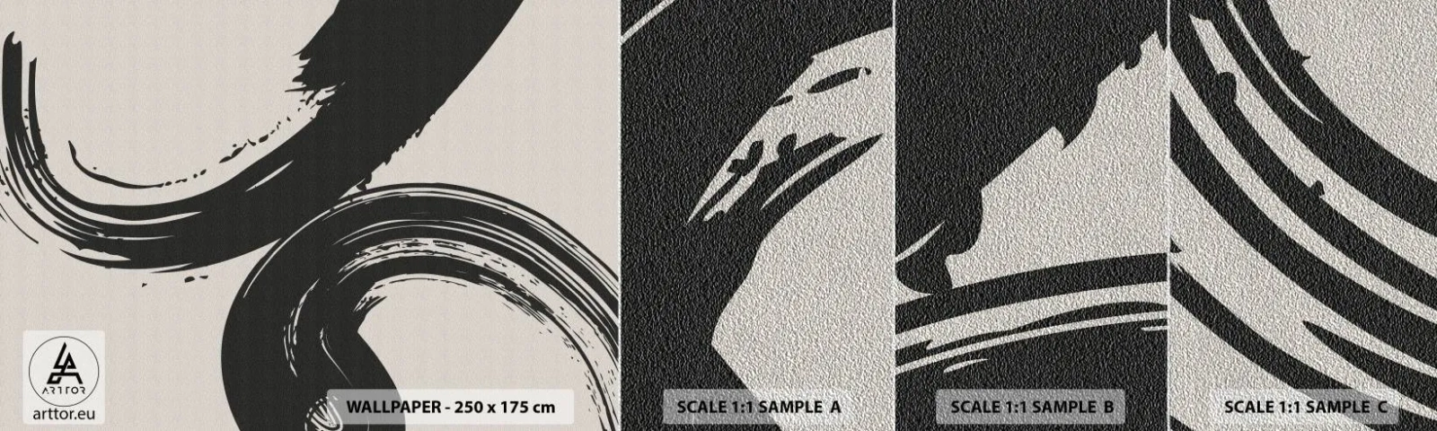 Amostra de papel de parede Premium Sand - Varrer e circular - Pedaço, Escovar, Minimalismo - 100x30 cm