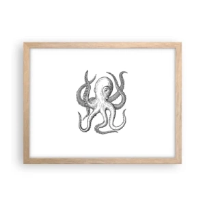 Pôster com moldura de carvalho claro - Dançando com as ondas - 40x30 cm