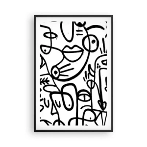 Pôster com moldura preta - Rostos e miragens - 61x91 cm