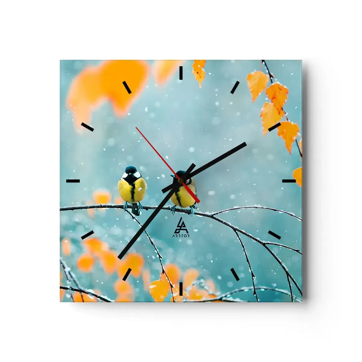 Relógio de parede - Relógio em vidro - Fofoca de pássaros - 30x30 cm