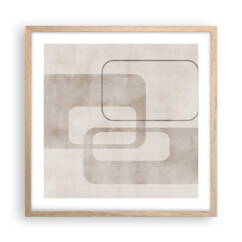 Pôster com moldura de carvalho claro - Argamassa geométrica - 50x50 cm