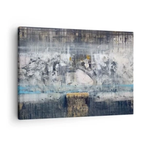 Quadro em tela - Composição abstrata em tons frios - 70x50cm - Pelo gelo ou pelo torrão de terra - Decoração de parede moderna para a sala de estar e quarto ARTTOR