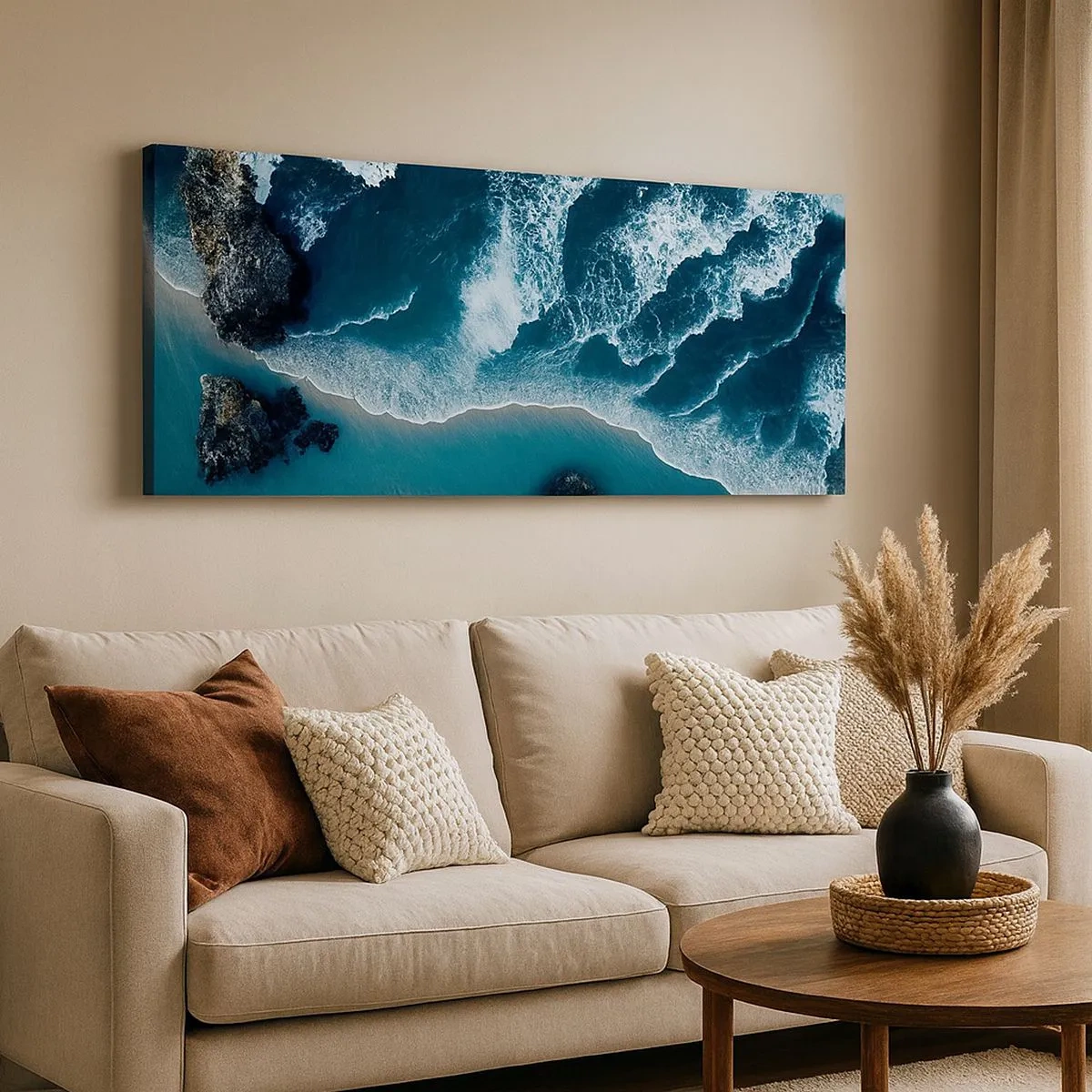Quadro em tela - Envolto em ondas - 100x40 cm