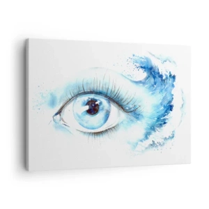Quadro em tela - Aquarela artística de um olho com uma onda dinâmica - 70x50cm - Mergulho no olhar azul - Decoração de parede moderna para a sala de estar e quarto ARTTOR