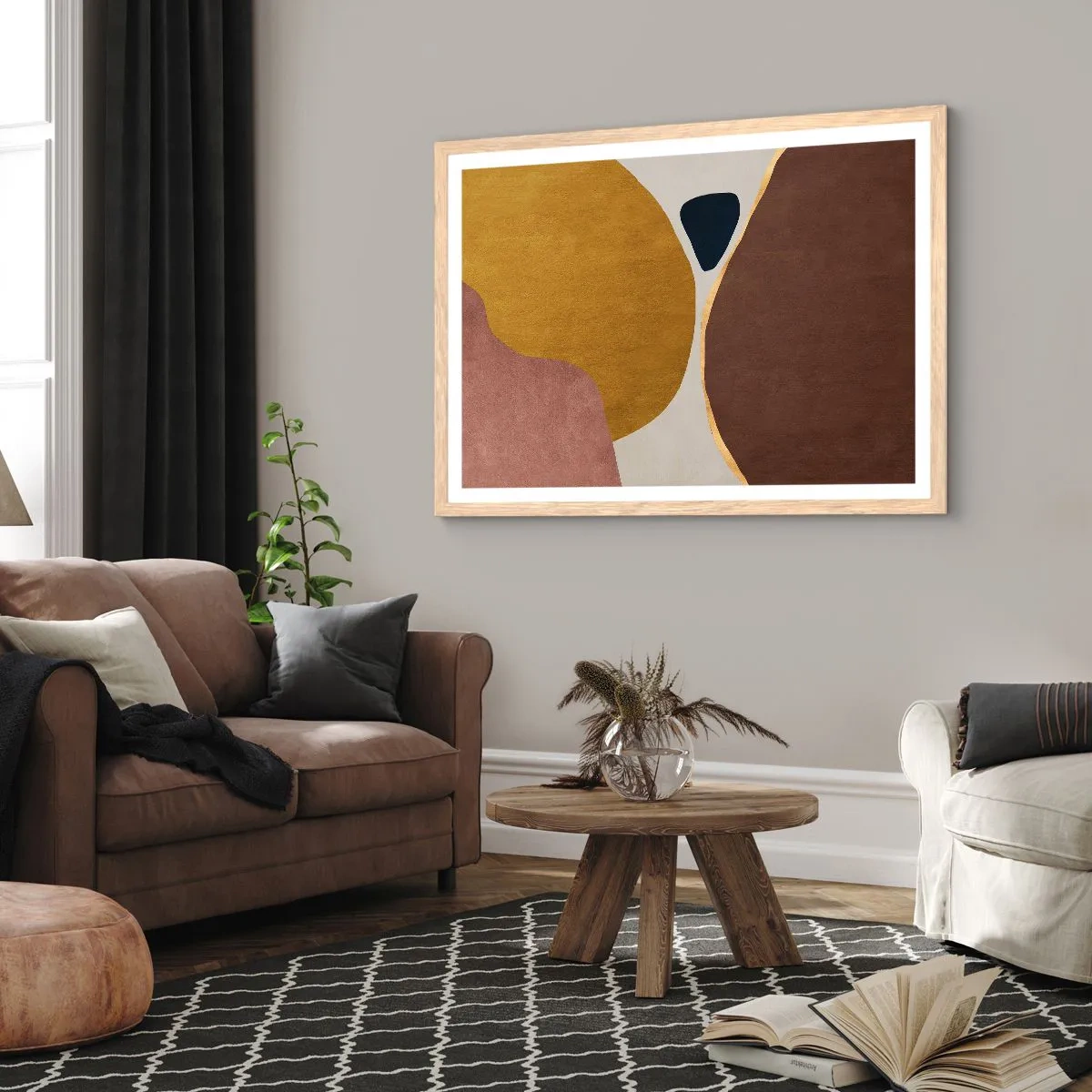 Pôster com moldura de carvalho claro - Abstração – um lugar no espaço - 40x30 cm