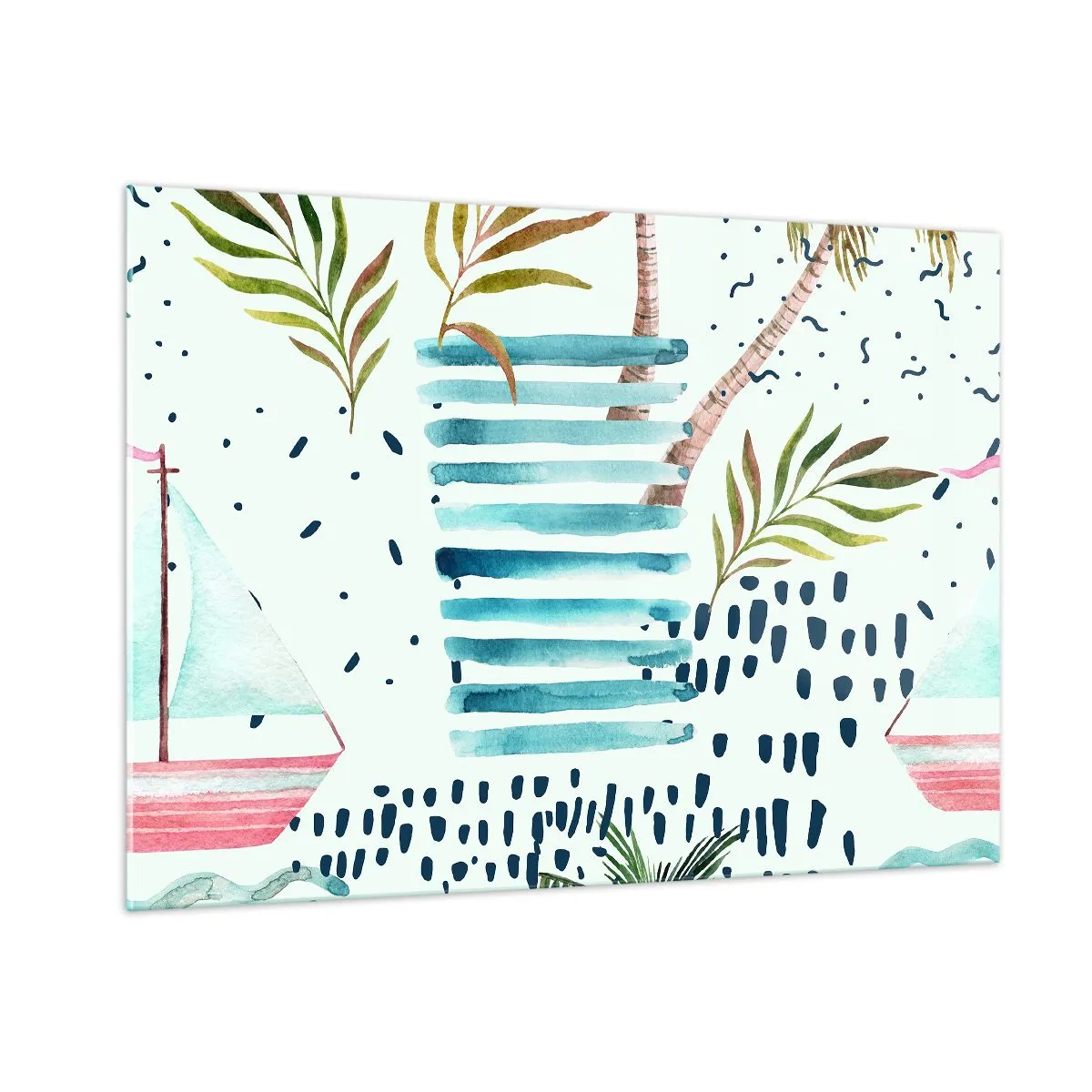 Quadro em vidro - Férias sob as palmeiras - 100x70 cm