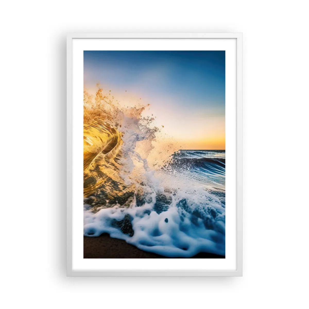 Pôster em moldura branca - Diversão na areia - 50x70 cm