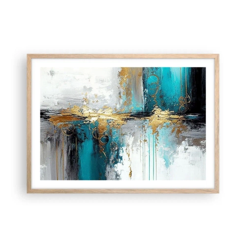 Pôster com moldura de carvalho claro - Tudo flui - 70x50 cm