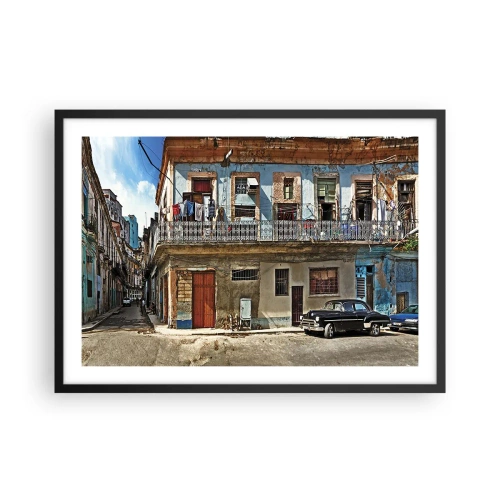 Pôster com moldura preta - Vibrações de Havana - 70x50 cm