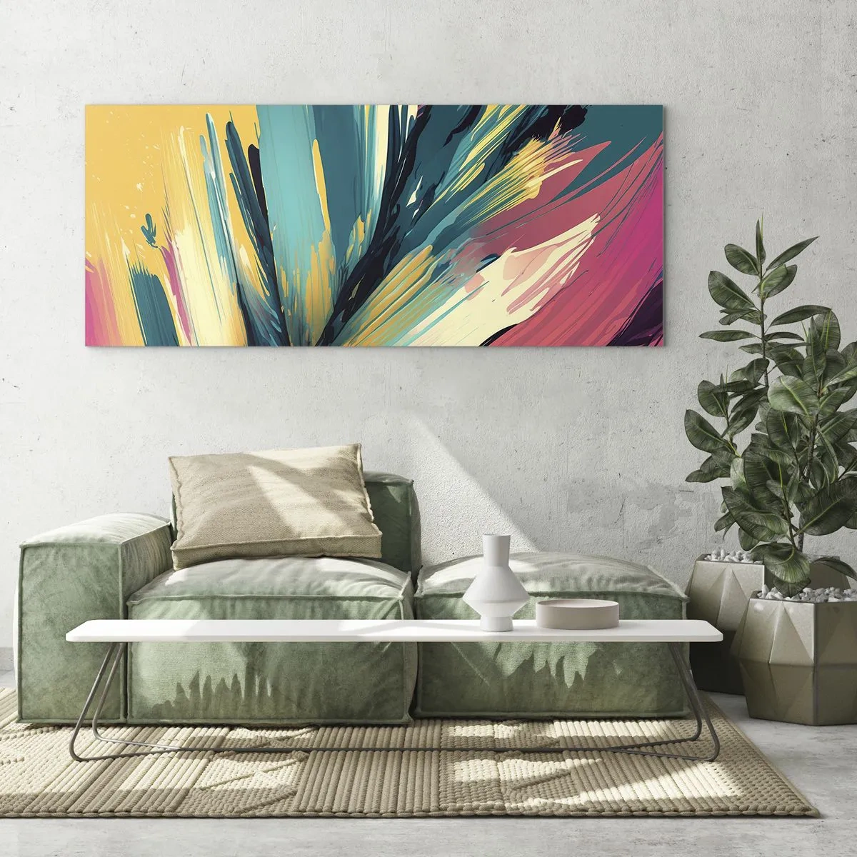 Quadro em vidro - Composição – uma explosão de alegria - 100x40 cm