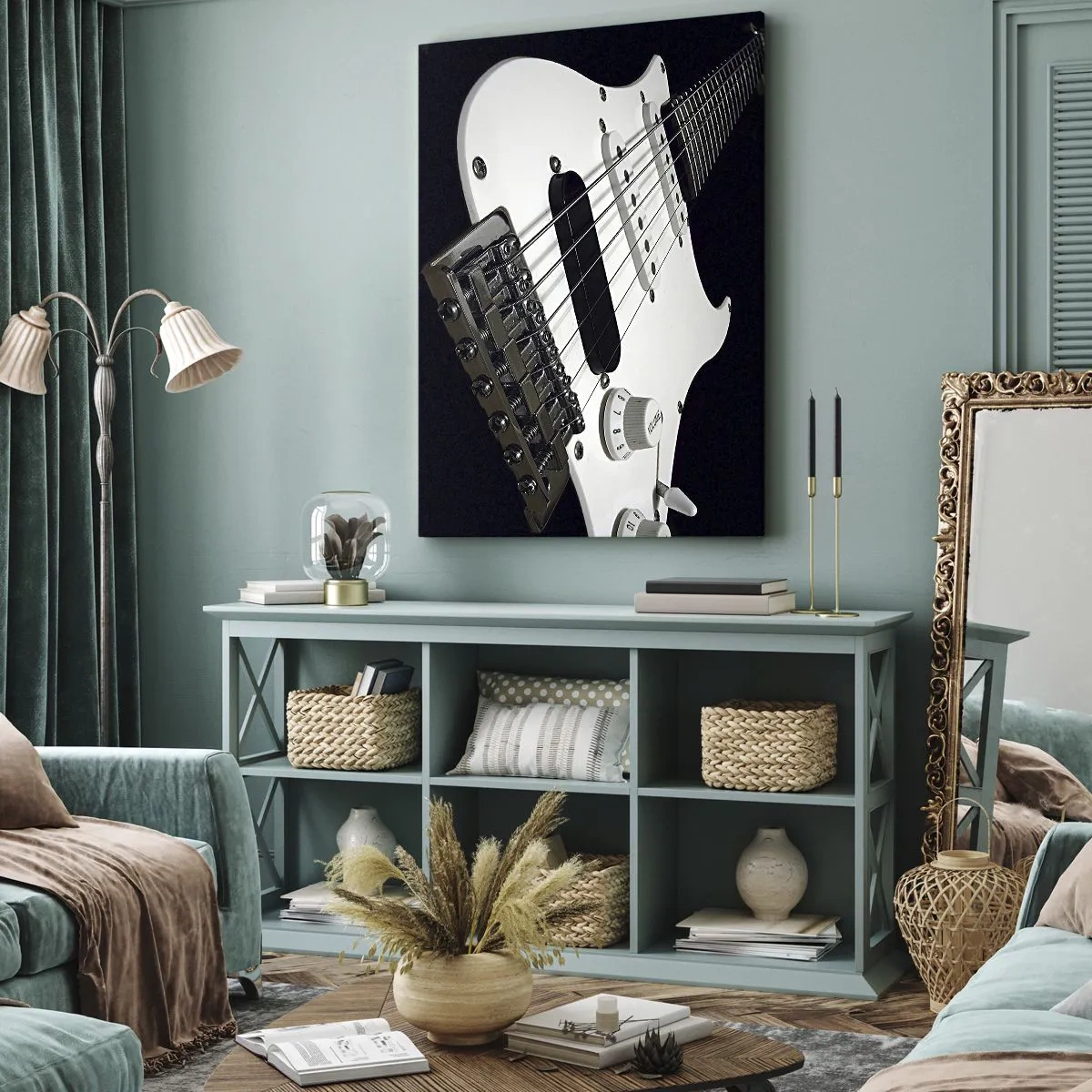 Quadro em tela - Som oculto no branco - 50x70 cm