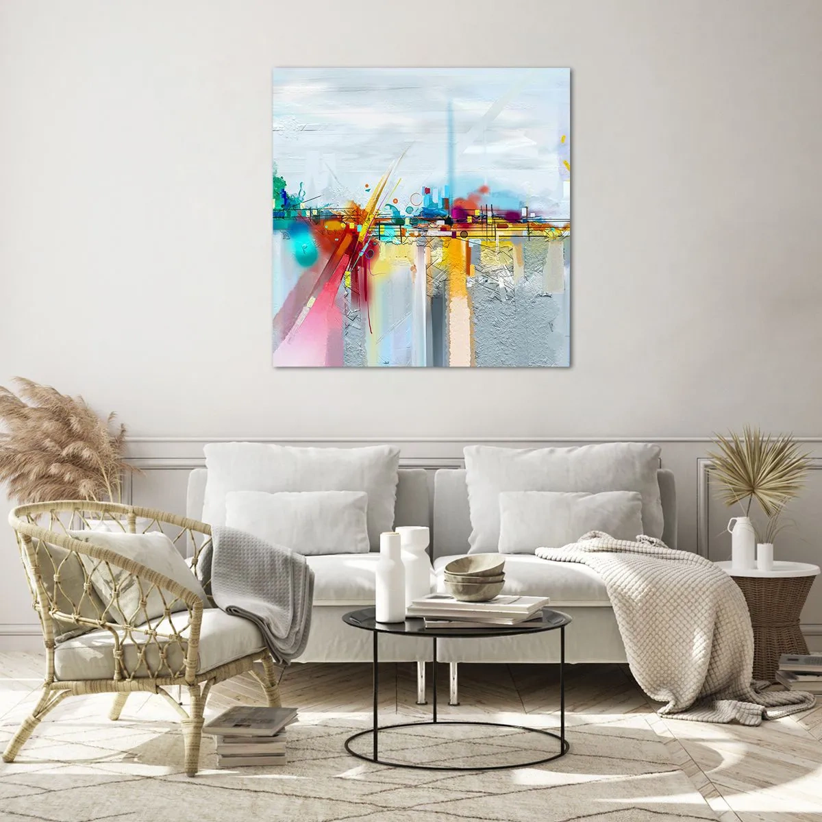 Quadro em vidro - Ponte da alegria sobre o rio da vida - 30x30 cm