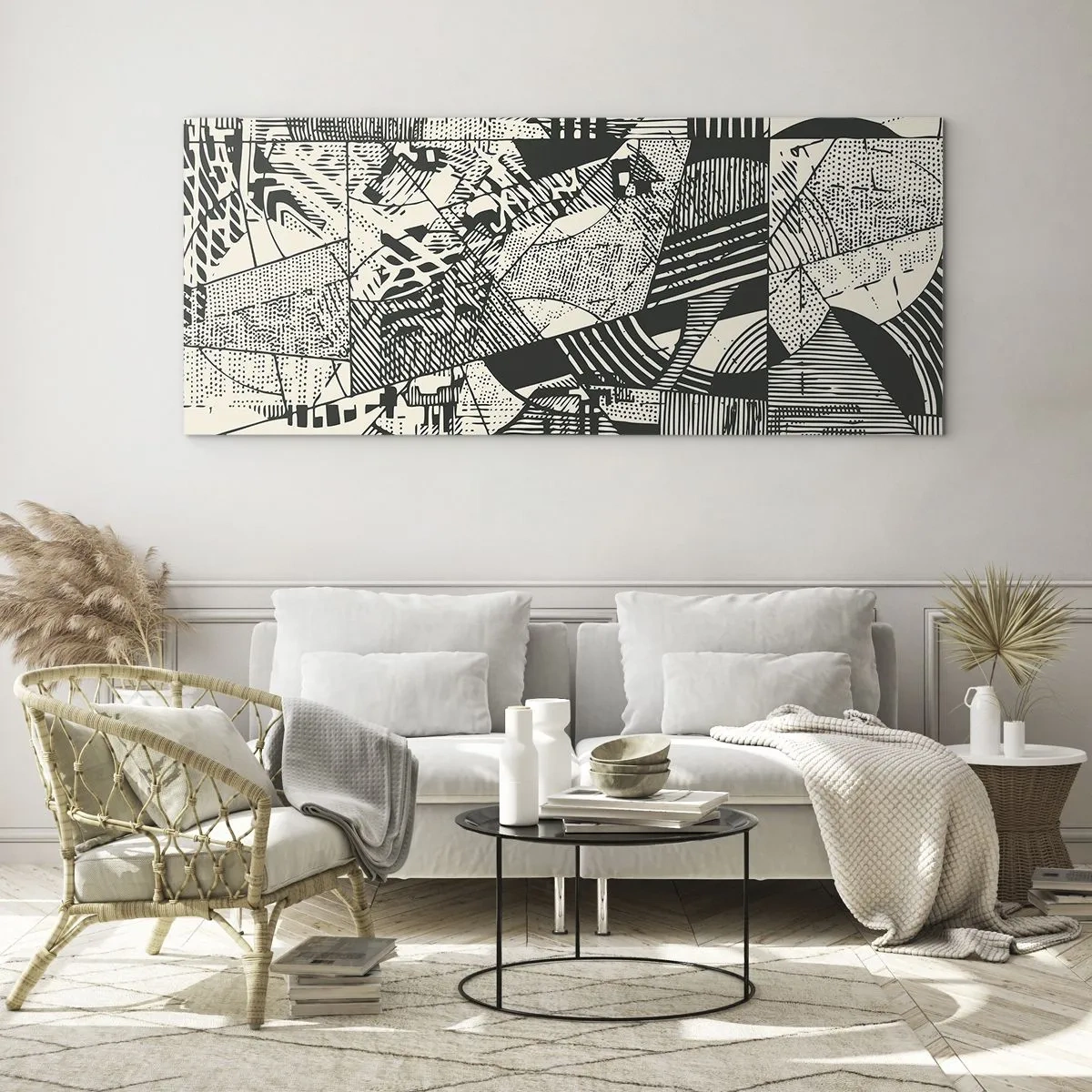 Quadro em vidro - A dinâmica do presente - 100x40 cm