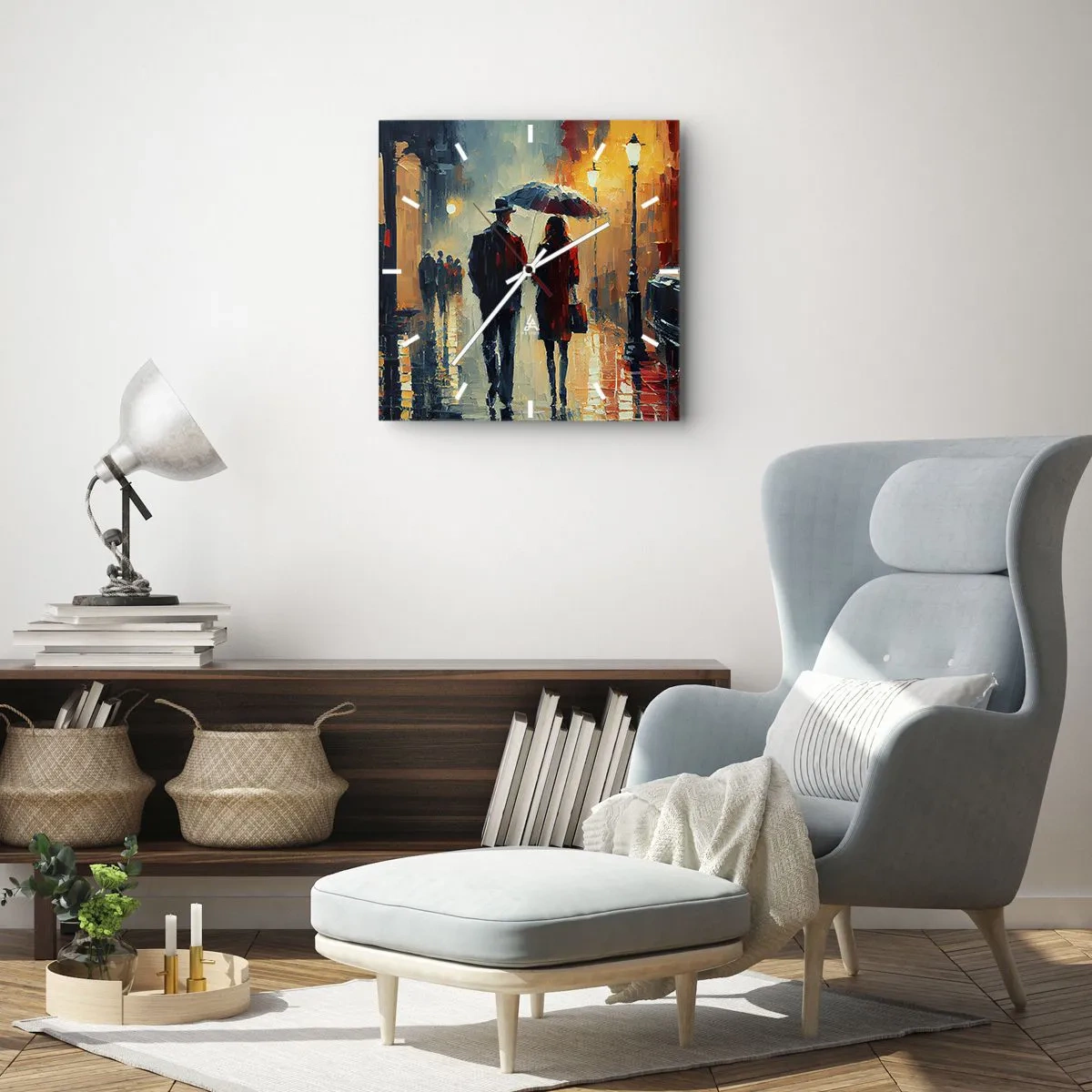 Relógio de parede - Relógio em vidro - História de amor urbano - 30x30 cm