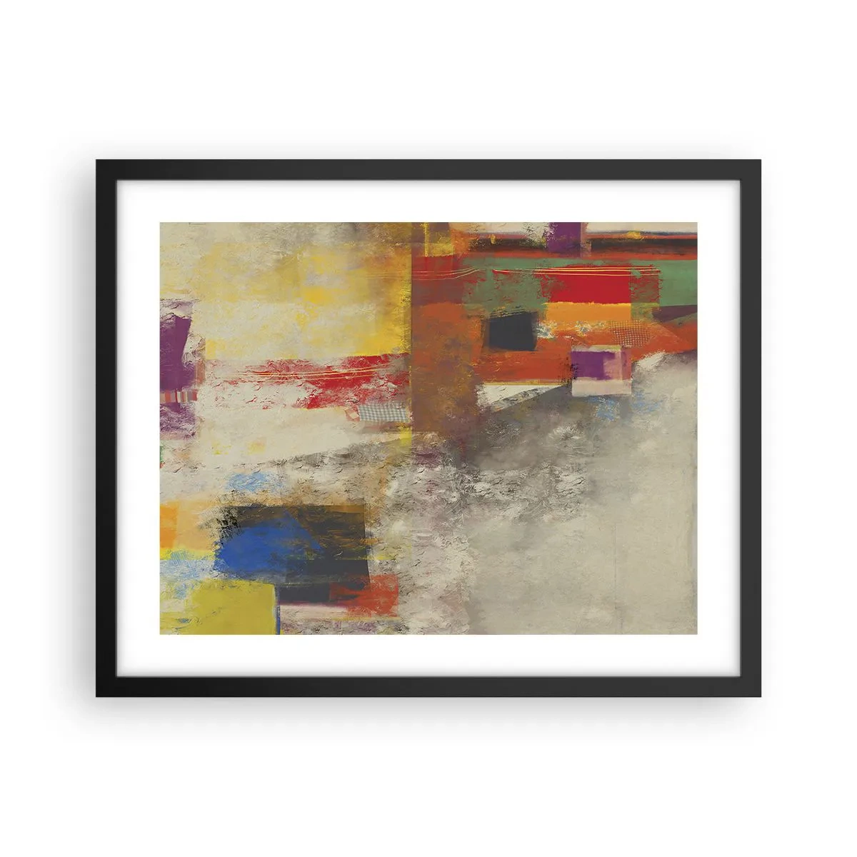 Pôster com moldura preta - Geometria das cores - 50x40 cm