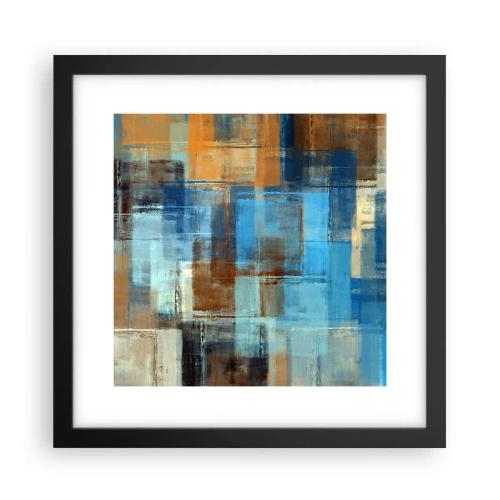 Pôster com moldura preta - Através da cortina azul - 30x30 cm