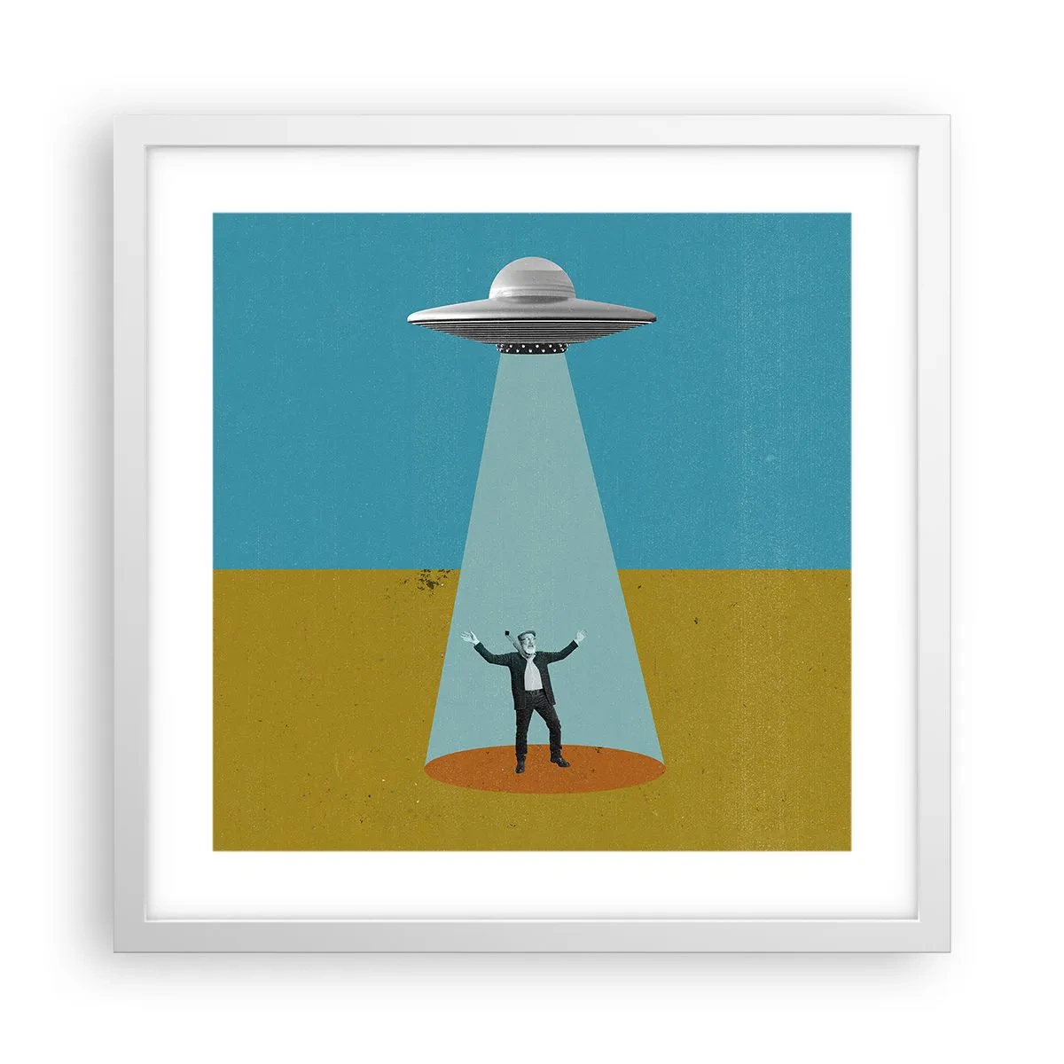 Pôster em moldura branca - Encontro próximo - 40x40 cm