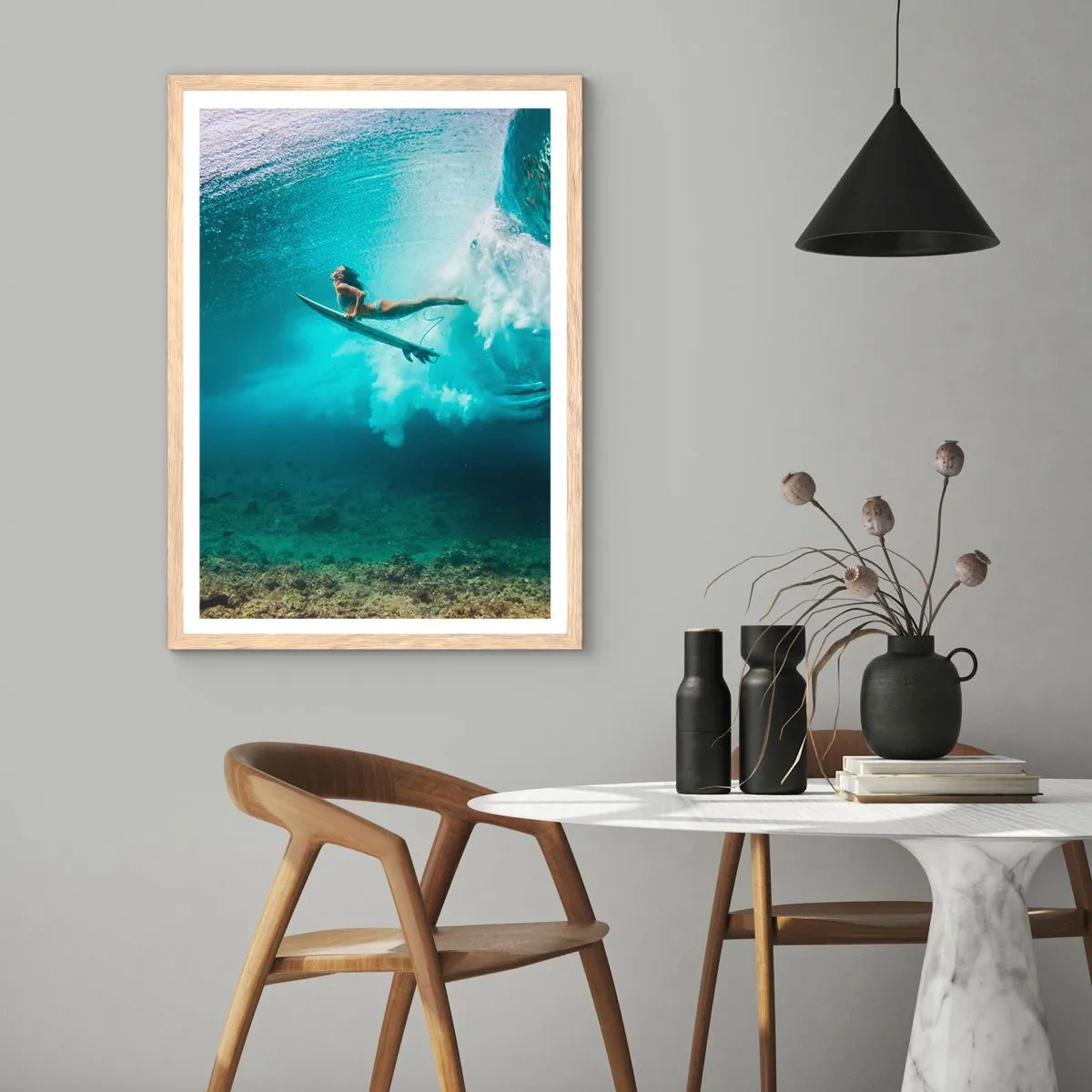 Pôster com moldura de carvalho claro - O mundo subaquático - 50x70 cm