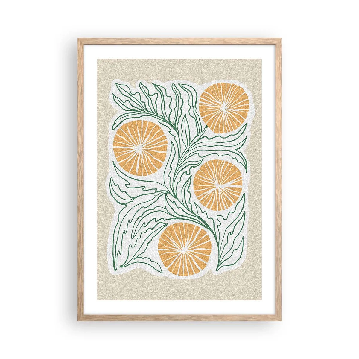 Pôster com moldura de carvalho claro - Étnico com um toque de abstração - 50x70 cm