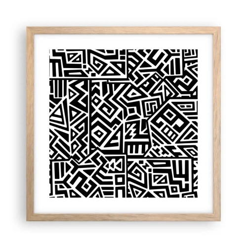 Pôster com moldura de carvalho claro - Composição pré-colombiana - 40x40 cm