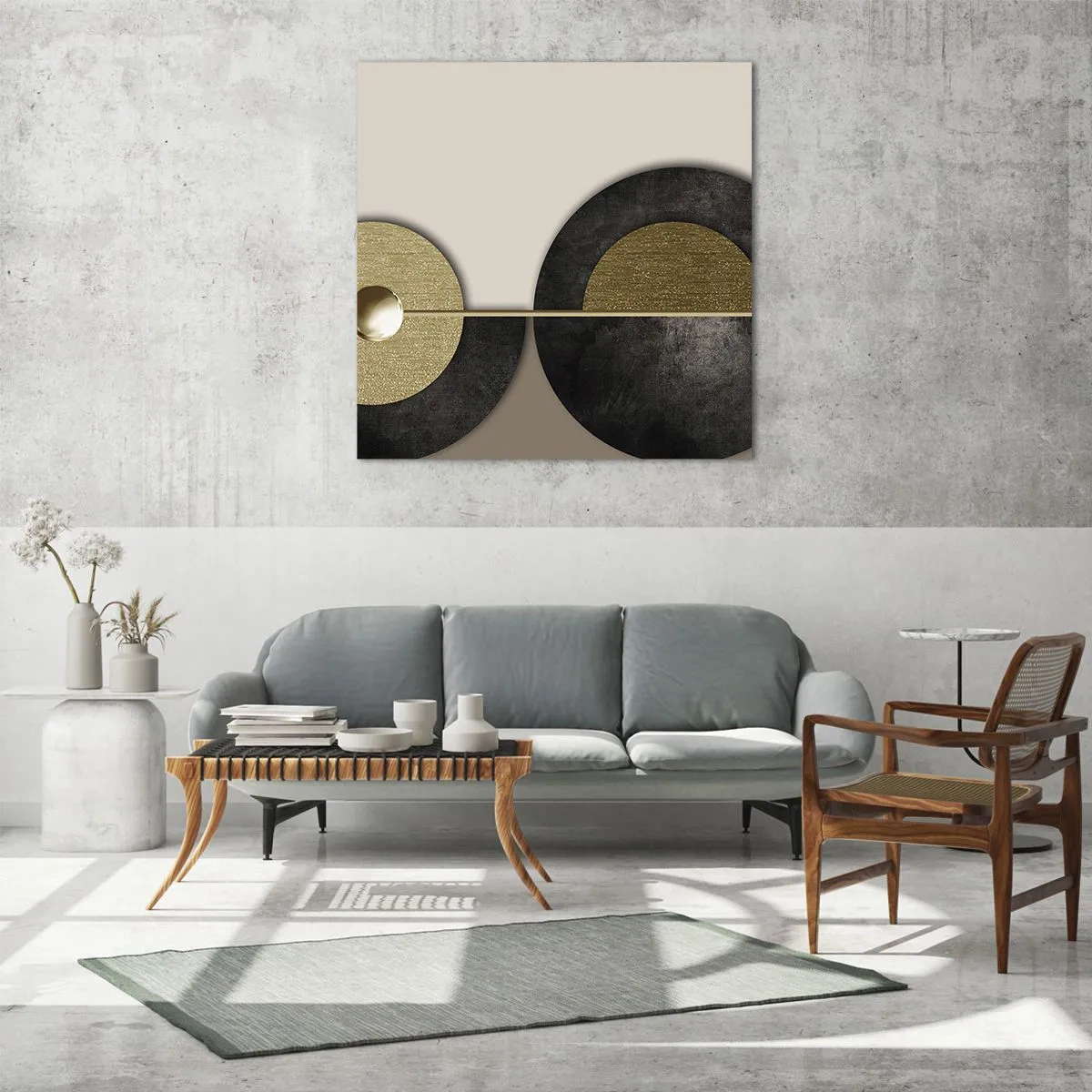 Quadro em vidro - Variações ao redor do círculo - 60x60 cm