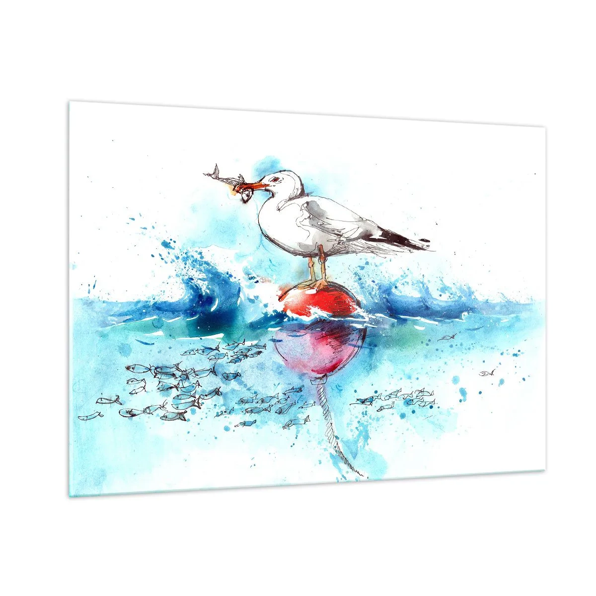 Quadro em vidro - Pesca bem sucedida - 100x70 cm