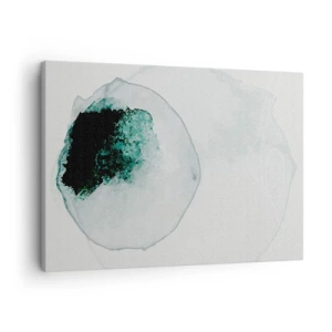 Quadro em tela - Gota de água abstrata com tons de verde e preto - 70x50cm - Numa gota d'água - Decoração de parede moderna para a sala de estar e quarto ARTTOR