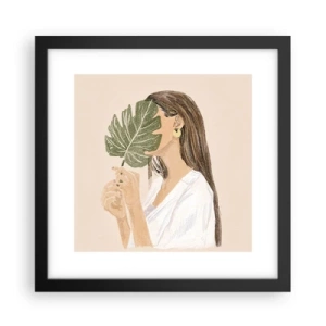 Pôster com moldura preta - Retrato misterioso com uma adepta - 30x30 cm